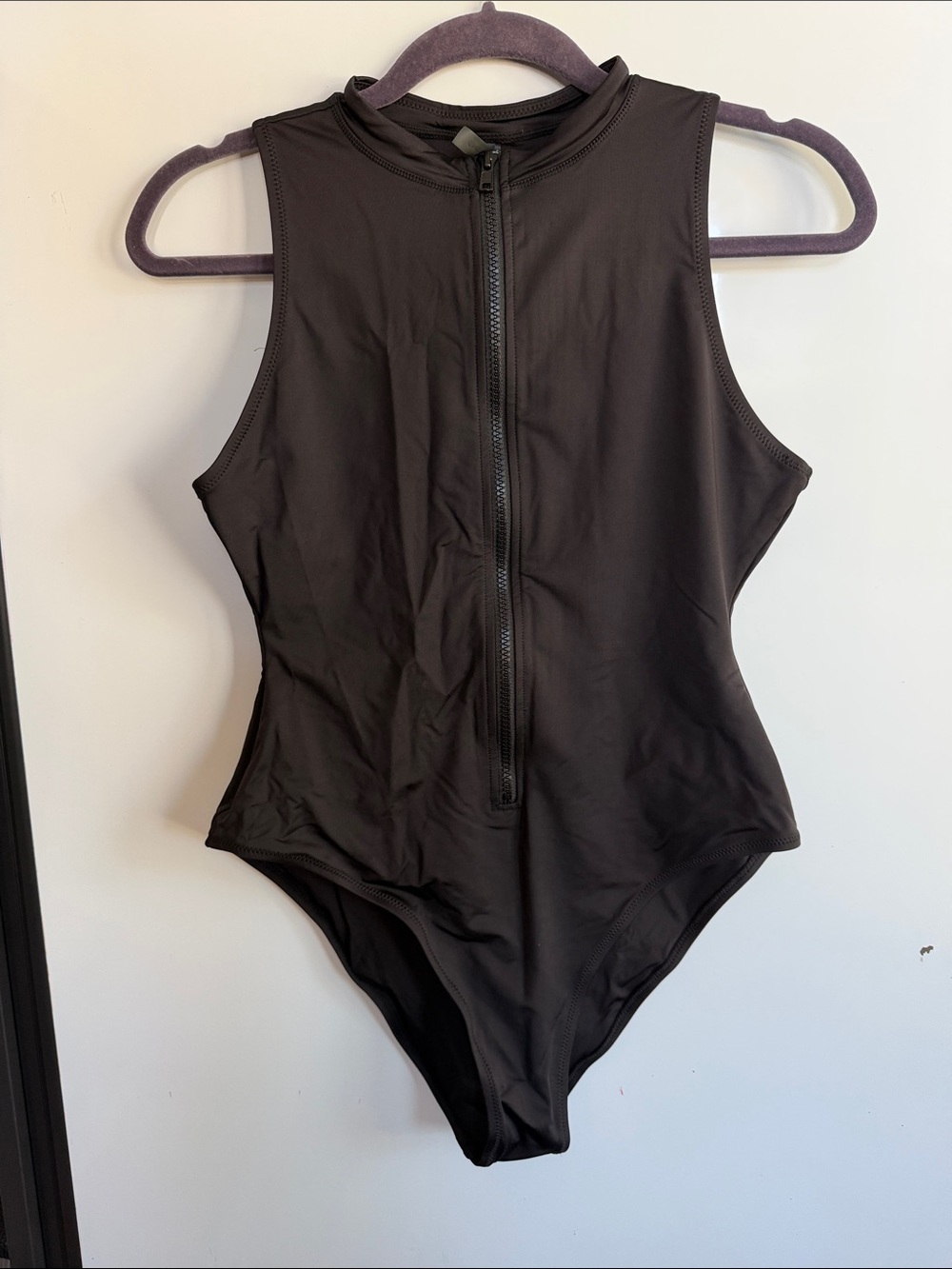 Like New SKIMS! Black Front-Zip High Neck Swimsuit
